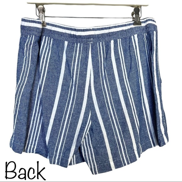 Nautica Soft Linen Pull On With Pockets Light Blue White Stripe Short Size Large - Picture 6 of 17